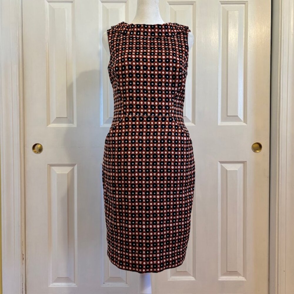 Boden Martha Seamed Retro Geometric Print Sheath Dress Size 6P